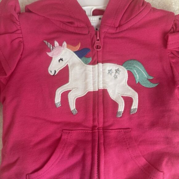 Carter's Baby Girls 3-Piece Outfit Set Size 3 Months Unicorn Pink NWT W/hoodie - Picture 2 of 10